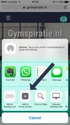 Gymspiratie toevoegen aan je iPhone - Stap 2